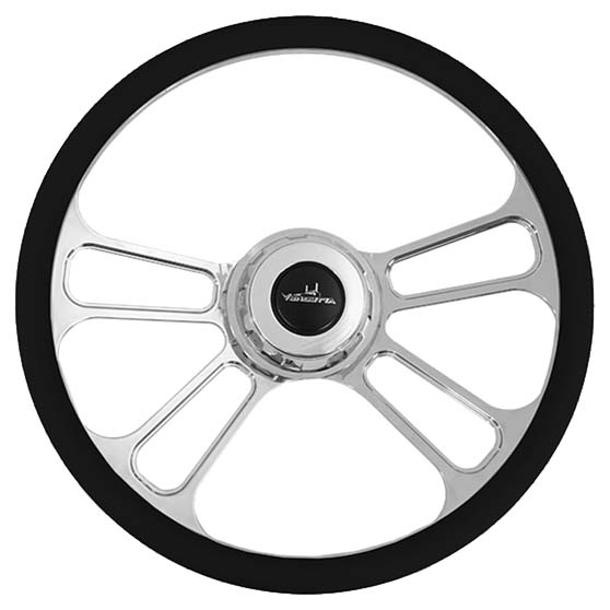 Vendetta 18" Chrome 4 Spoke Black Half Leather Wrap Steering Wheel Kit For Bluebird
