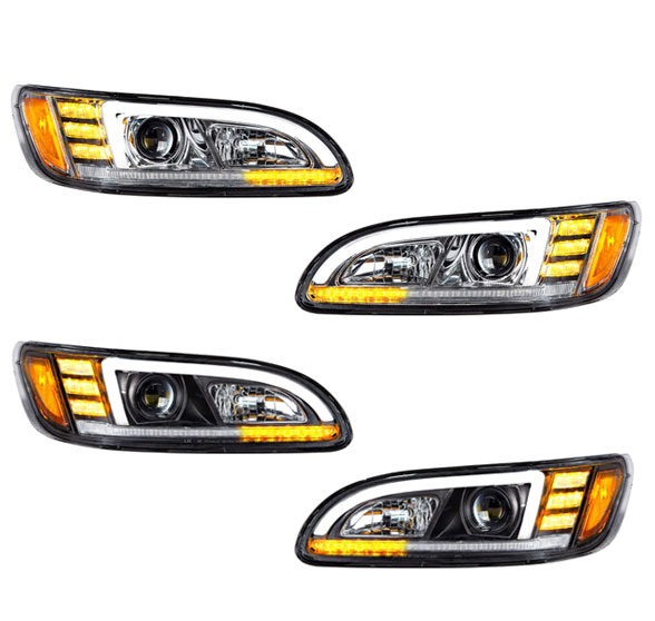 Pair Headlight Headlamp Assembly For Peterbilt 384 386 387 Left Pair Headlight Headlamp Assembly For Peterbilt 384 386 387 Left
