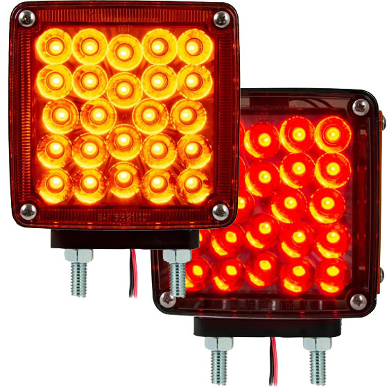 thumbnail interactive-video image 1 of 4" Double Face LED Popsicle Light – Clear Lens, Red/Yellow Turn Signal – Grand General 78363 1 of 6