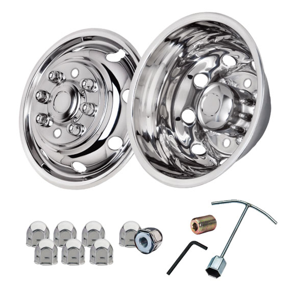 16" Polished Stainless Steel Wheel Simulator Kit For Ford F350 (1974-1998) - Set Of 4