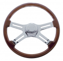 Peterbilt And Kenworth 18 Inch Chrome Slotted 4 Spoke Steering Wheel