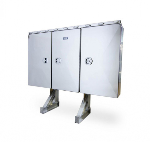 Stainless Steel Door Enclosed Headache Rack - Big Rig Chrome Shop