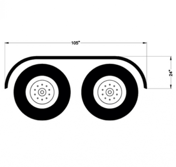 105 Inch Long Full Tandem Double Radius Bright Stainless Steel Rolled Fender With 52 Inch To 60 Inch Axle Spread