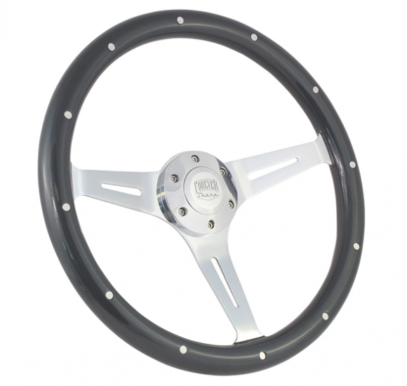 15 Inch Chrome Empire Grey Euro Steering Wheel