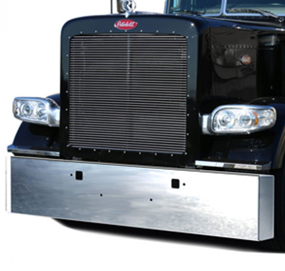 Peterbilt 389 7 Gauge Heavy Duty Chrome Plated Standard Mount Mitered End Bumper With Tow Hole