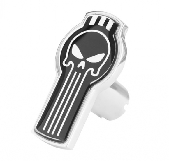 Chrome Air Valve Knob With Black Punisher Logo