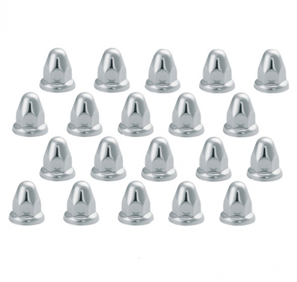 20 Pack Of 33mm By 2-1/4 Inch Bullet Chrome Push-On Lug Nut Covers With Flange