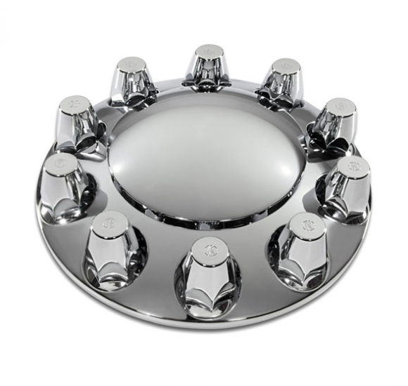 Chrome Plastic Front Wheel Axle Cover With Removable Hub Cap And Thread-On Lug Nut Covers