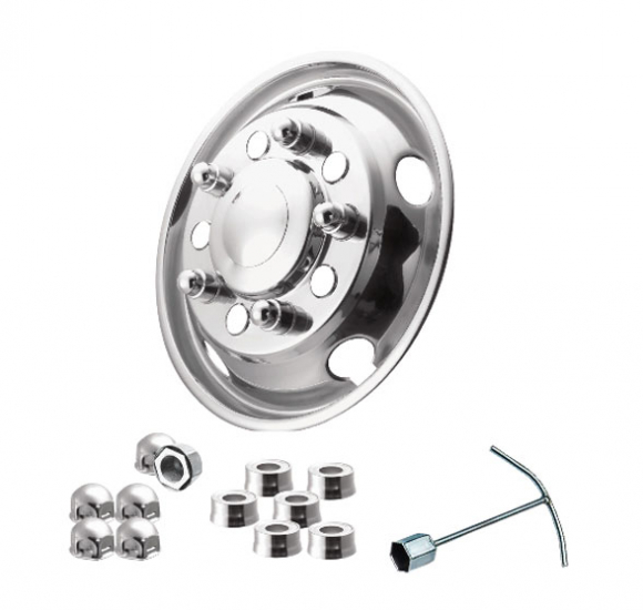 22 - 1/2" x 8 - 1/4" Stainless Steel Front Simulator Set With 10 Lug Nuts, 5 Hand Holes And 33mm Hub Piloted