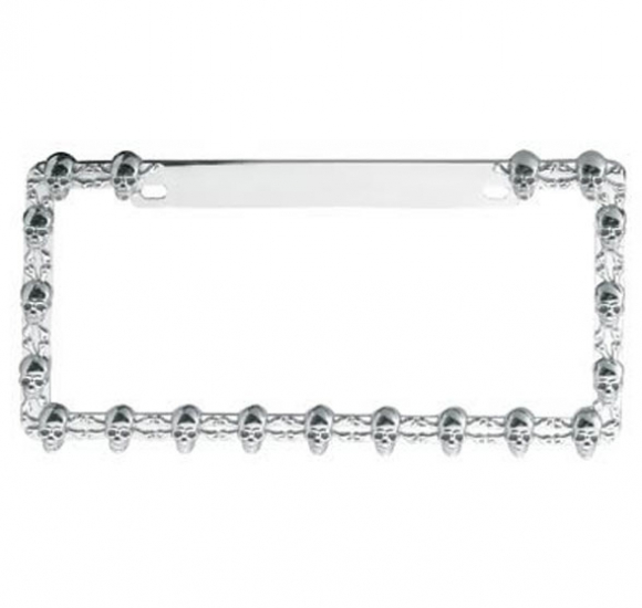 Skull Chrome License Plate Frame - Stylish and Durable Car Accessory