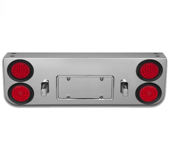 Rear Center Panel with 4 Inch Round Red LED Lights - Fits Various Models