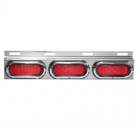 24 Inch Flap Hanger Light Bracket With Red Oval LED Lights And Chrome Plastic Bezels