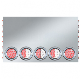 Trux Accessories SS Stop/Turn/Tail Center Panel W/ Five - 4 Inch Round & 16 - 3/4 Inch Button LED Lights - Universal