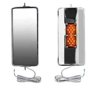 Automann USA Stainless Steel 7 X 16 Inch West Coast Mirror- Heated & Amber LED Marker Light - Universal Items