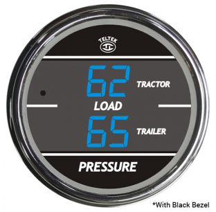 Peterbilt Load Pressure Gauge - Dual Display for Tractor & Trailer, Blue with Black Bezel
