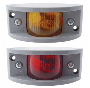 Narrow Rail Clearance/Marker Light with Steel Housing, 2 Hole Mount, Amber/Red LED, United Pacific