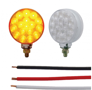 LED Double Faced Turn Signal Light, Flat Lens, 17 Amber/Red LEDs, Chrome Housing, Fits Most Trucks, United Pacific, 10-Year Warranty