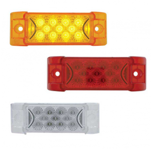 13 LED Rectangular Clearance Marker Light with Reflector, 6x3 Inches, Amber/Red LEDs, Hard Wired, United Pacific, 10-Year Warranty