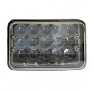 4x6 High/Low Dual Beam Cree Glass Lens LED Headlight with 15 Diodes, Aluminum Fit