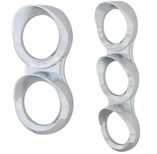 Chrome 2007+ Freightliner Cascadia Small Vertical Gauge Covers with Visor - Chrome Plastic