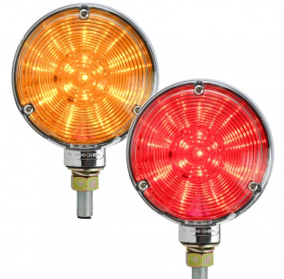 4 Inch 24 LED Double Face Star Turn Signal Light, Chrome Housing, 12V, Multiple Lens Options