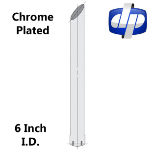 Chrome Plated 6 Inch Expanded/Slotted Mitered Stack - 60 Inches Long, Fits Chrome Plated - 60 Inches Long