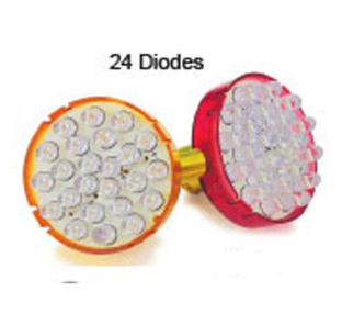 24 LED 1157 Bulb - 1-3/4 Inch Diameter - Double Contact - Off Set Pin - Amber or Red