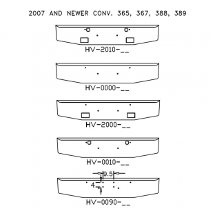 Chrome Steel Bumper for 2007-2015 Peterbilt 365, 388, 389 - Customizable Options Available