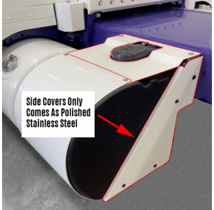 Peterbilt 389 Polished Stainless Steel DEF Tank Side Covers for Medium & Large Tanks