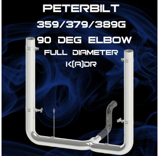 6 Inch Peterbilt 359/379/389G 55 Inch Full Diameter Exhaust Kit with Chrome Plated Clamps and Various Top Stack Options
