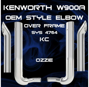 6 Inch Kenworth W900B Over Frame OEM Style Elbow Exhaust Kit with Multi-Bend Elbows and Taper-Loc Reduction