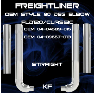 6 Inch Freightliner FLD120/Classic 90 Degree OEM Elbow Exhaust Kit, Chrome, Fits 1974-2007 Models, Dynaflex, 1 Year Warranty