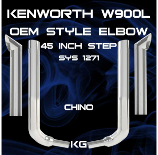 6 Inch Kenworth W900L 45 Inch Box Step OEM Style Elbow Exhaust Kit with Multi-Bend Elbow and Top Stack Options