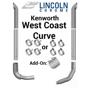 Kenworth W900L T600 T800 W900A W900B 6 Inch West Coast Curve Bullhorn Lincoln Exhaust Package