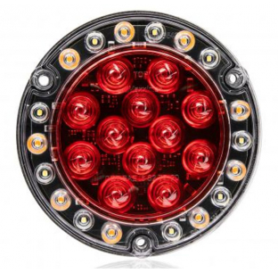 5.5 Inch Round Hybrid Stop, Turn, Tail, Back Up Light with Amber Flashing Warning Light