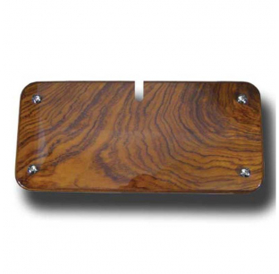 Genuine African Rosewood Console Radio Access Panel Cover for 2005 and Older Peterbilt 370 with CB Radio Coax Slot