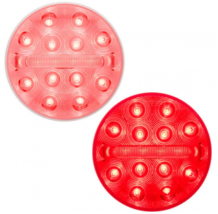 4 Inch Round 18 Red LED Stop, Tail, Turn Lights - Durable Polycarbonate Lens - Fits Most Truck Models - Optronics 10212015KRS