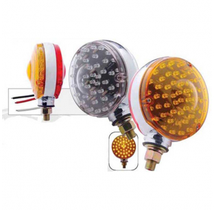 Double Face 4 Turn Signal Light with 48 Amber/40 Red LEDs, Chrome Housing, Stud Mount, Fits Most Trucks, United Pacific, 10-Year Warranty