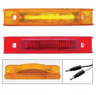 7 LED Rectangular Clearance Marker Light - Amber/Red Lens, Hard Wired, Fits Most Trucks, United Pacific, 10-Year Warranty