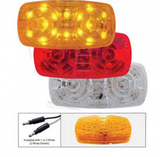 16 LED Rectangular Clearance Marker Light with 2 Wires - Amber/Red Lens - Fits Most Trucks - United Pacific - 10 Year Warranty