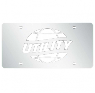 Utility Trailers License Plate Tag with Utility World Logo - Wingmaster Design