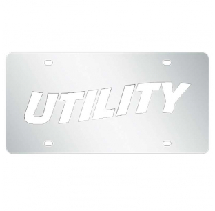 Utility Trailers License Plate Tag with Utility Text Logo - Wingmaster Design