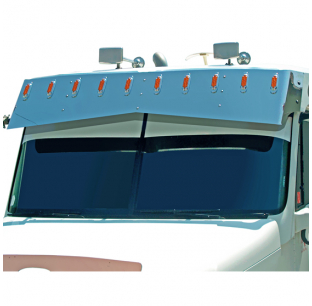 Freightliner Century Class Mid Roof 2003+ Bowtie Visor 18x14 Inch with Light Holes