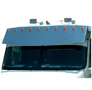 Freightliner Century Class Mid Roof 2003 V-Style Visor with 10 Light Cutouts, 18x20 Inches