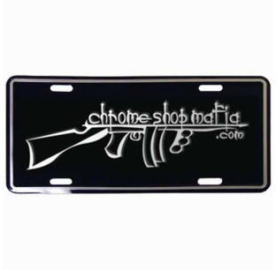 Chrome Shop Mafia CSM Polished Aluminum License Plate W/ Embossed Tommy Gun Logo - Universal