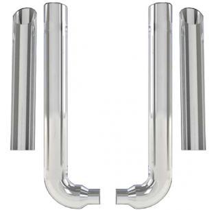 6 Inch Freightliner FLD120/Classic 90 Degree OEM Elbow Exhaust Kit - Chrome, Fits 1974-2007 Models, Dynaflex, 1 Year Warranty