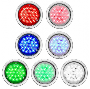 5-5/16 x 1-5/8 Round Sleeper LED Light with Chrome Housing, Multiple LED/Lens Colors
