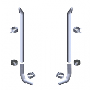 Roadworks 6 Inch Boilermaker Cut Exhaust Kit for Kenworth W900L with 40 Inch Boxes and Single Muffler - Free Shipping