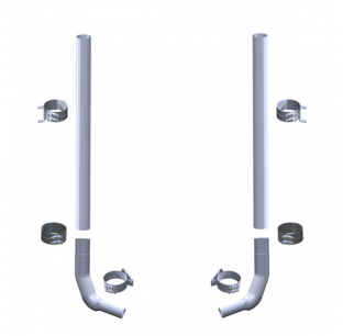 Roadworks 8 Inch Stove Top Exhaust Kit for Kenworth W900L with 45 Inch Boxes and Dual Cat Converters - Free Shipping in Lower 48 States