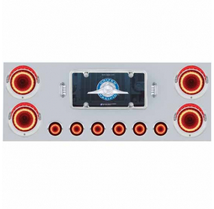 United Pacific Rear Center Panel With 6 - 4 Inch, 6 - 2 Inch Red LED Mirage Lights - Universal